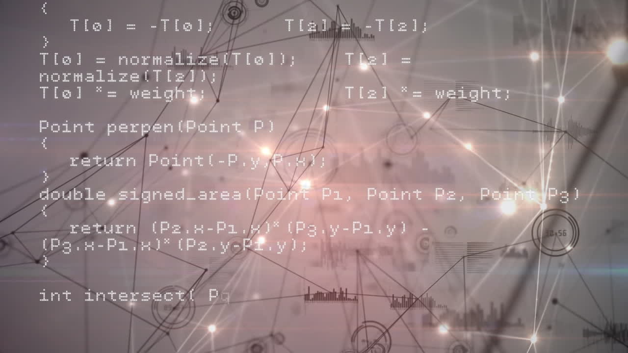 animación del procesamiento de datos y la red de conexiones