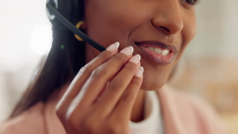 Call-center,-microphone-or-mouth-of-happy-woman