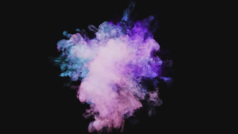 several explosions of colorful multicolored smoke and powder. colored smoke blended on a black isolated background with an alpha channel.