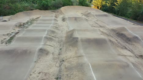 BMX-bike-pump-track-course,-aerial-view