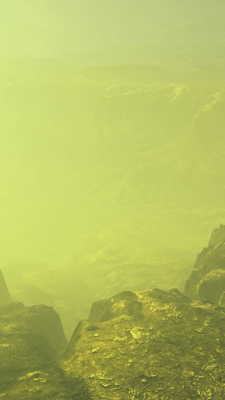 Mysterious golden landscape shrouded in fog and secrets beneath the sun
