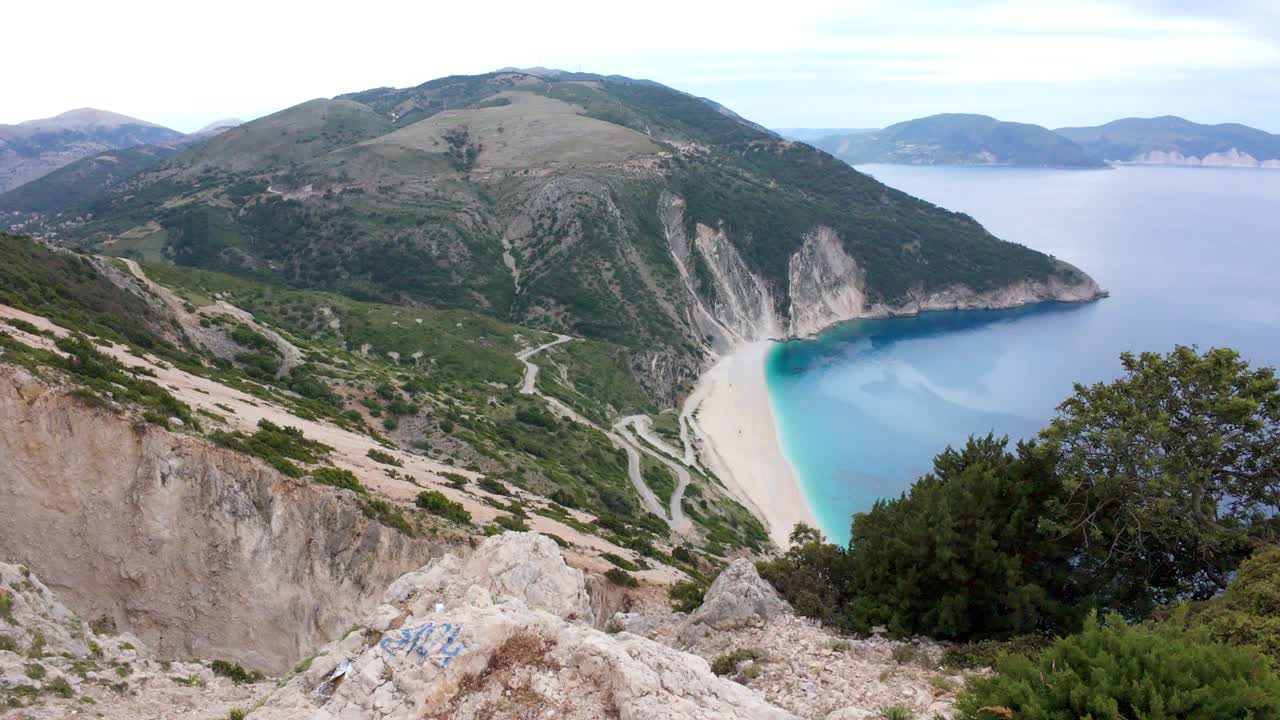 Rugged Mountain Surroundings and Crystal Blue Waters at Myrtos Beach, Kefalonia