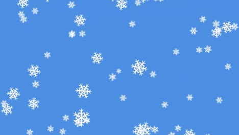 digital animation of multiple snowflakes icons floating against blue background