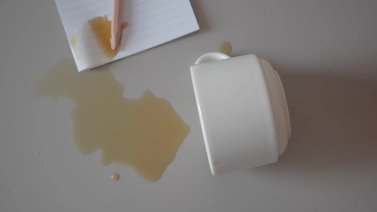 책상 위에 커피를 흘렸어