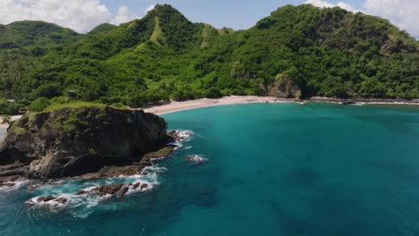 aerial shot of the tropical koka beach at flores island, indonesia