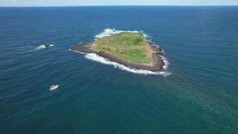 flying towards cook island nature reserve in south pacific ocean