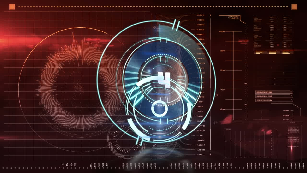 animación del escaneo del alcance sobre el procesamiento de datos en la pantalla