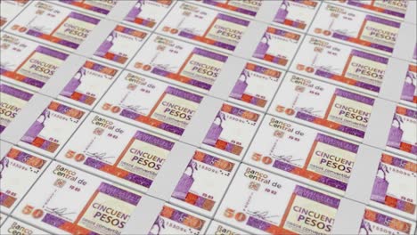 50 cuban peso banknotes printed by a money press