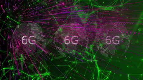 animation of vibrant green and pink lines illustrating 6g technology concept