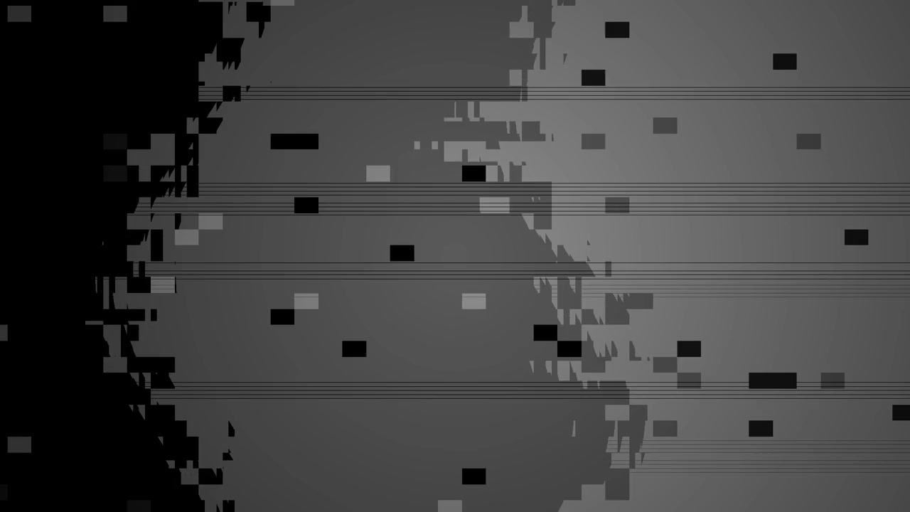 Abstrakter Glitch-Hintergrund mit bewegten Pixeln und Notenlinien