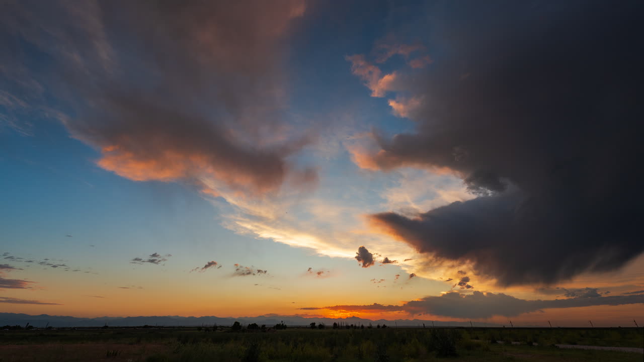Golden sunset cloudscape with gentle movement and peaceful evening sky atmosphere