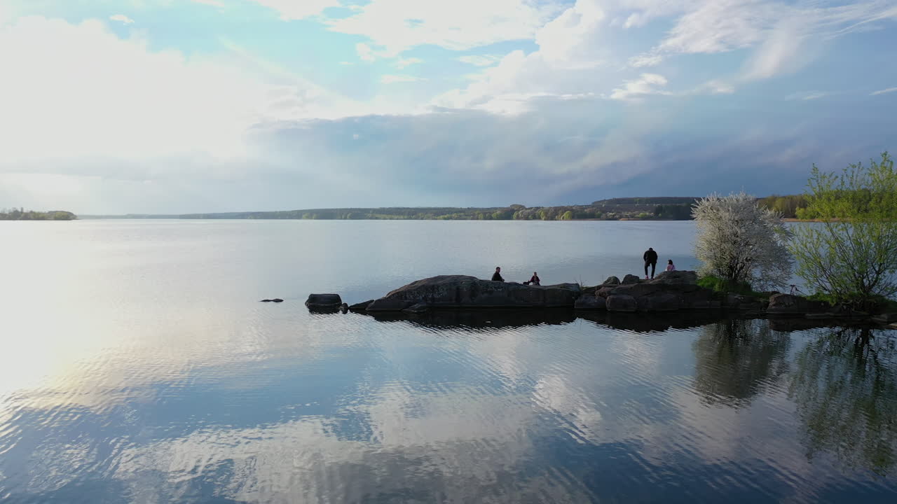 Beautiful nature river landscape. Aerial drone shot of beautiful landscape in countryside