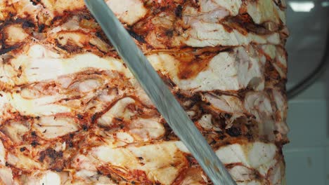 chicken shawarma being sliced