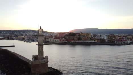 Lighthouse-in-port-with-sunset