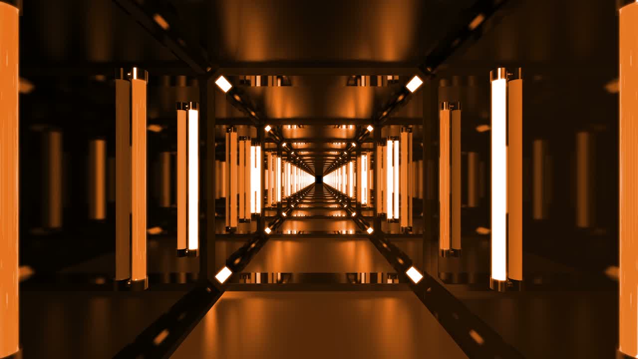 Sfondo tecnologico a tunnel arancione 4K in loop
