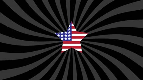 Animation-Eines-Sterns-In-Rot,-Weiß-Und-Blau-Der-Flagge-Der-Vereinigten-Staaten-Von-Amerika-über-Schwarzen-Streifen