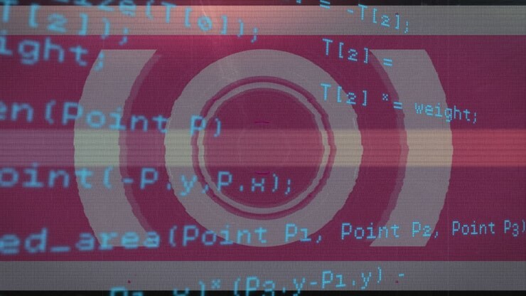 Animation of scope scanning with glitch and data processing