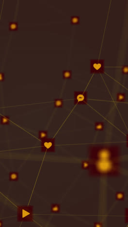 animation of network of connection and icons over grey background