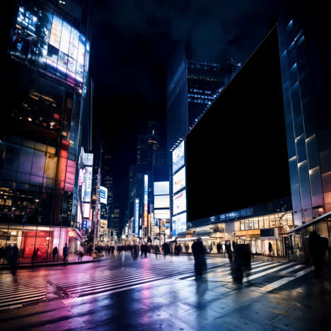 digital billboard screen live mockup in busy city animated overlay, transparent 4k video, alpha