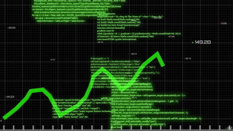 animación de la línea verde y procesamiento de datos digitales a través de la red