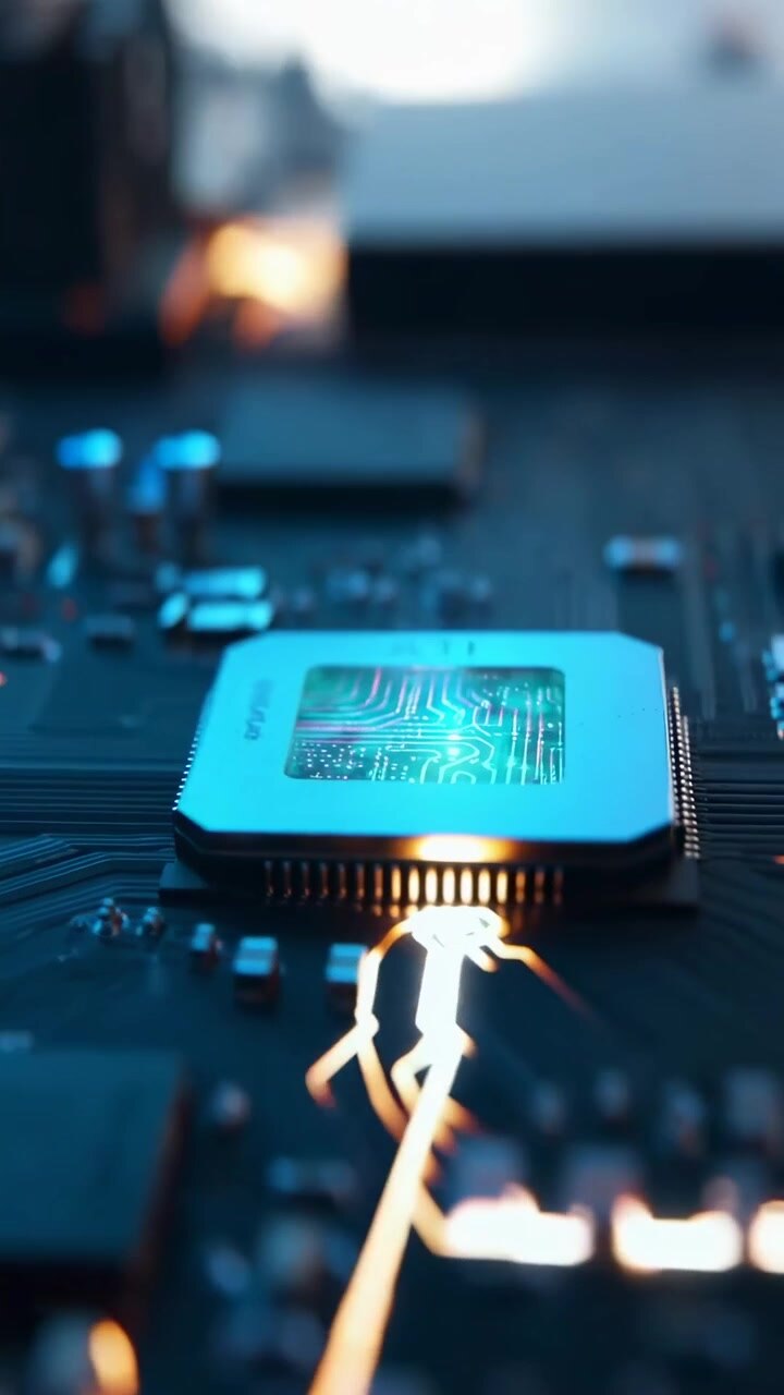 Close-up of a Modern Computer Processor on a Circuit Board