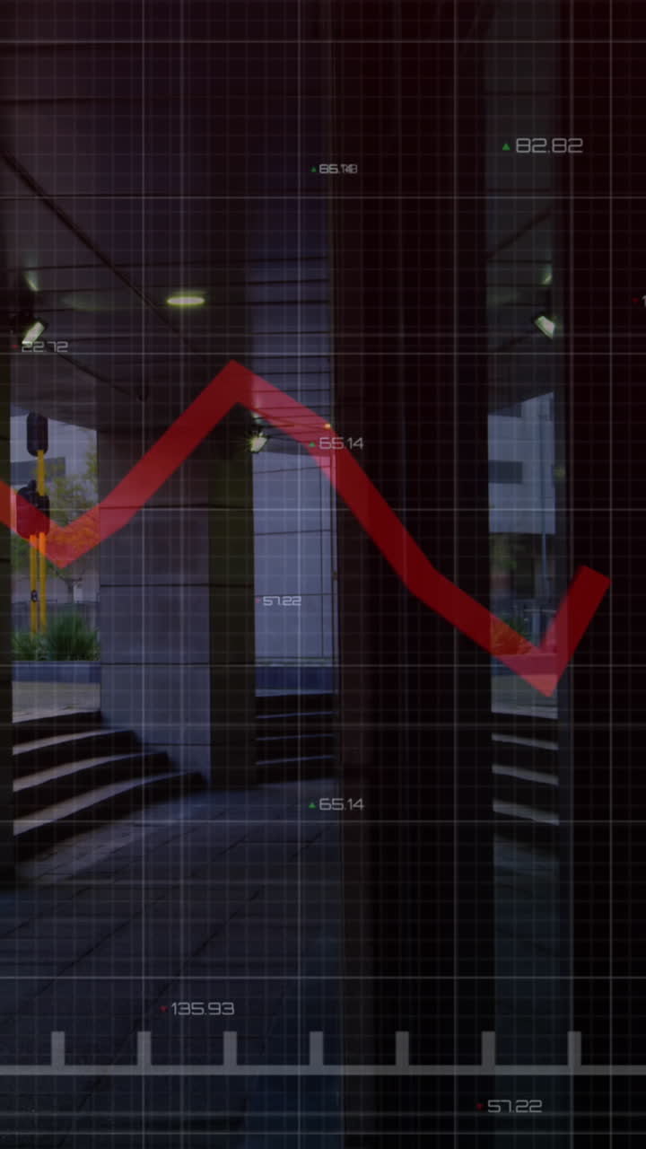 Animation of financial graphs and data over timelapse with citylife