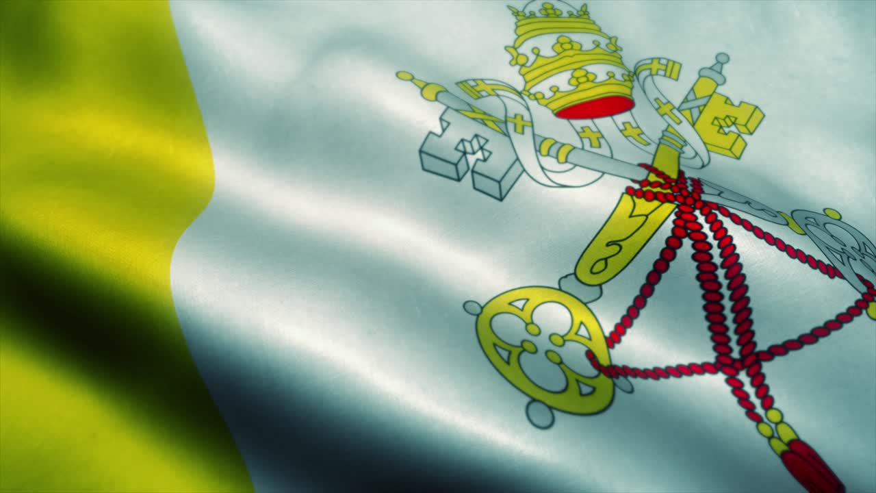 바람에 흔들리는 바티칸 시의 발, 바티칸시의 국기, 바티컨 시의 표지, 시름리스 루프 애니메이션