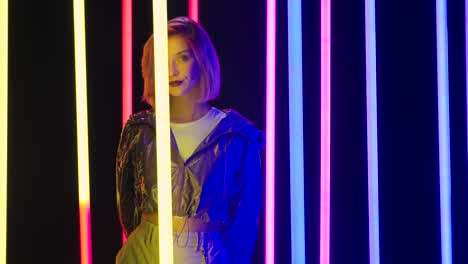 neon fashion portrait of a woman