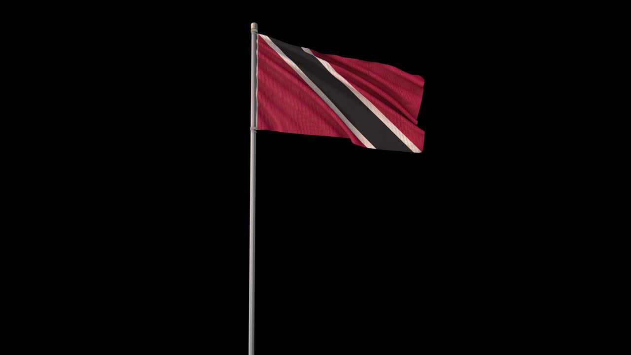 la bandera de trinidad y tobago con el canal alfa, el video 4k es transparente