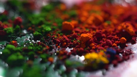 close-up of vibrant colored powder