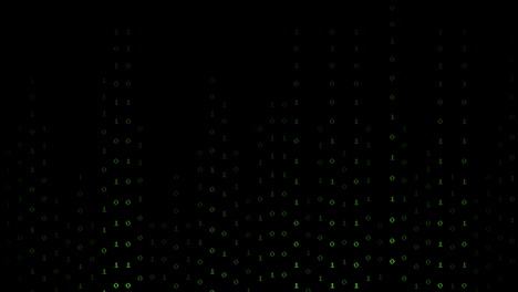 animación del procesamiento de datos de codificación binaria verde sobre un fondo negro