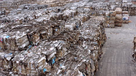 aerial shot of recycled paper mil dump cartboard
