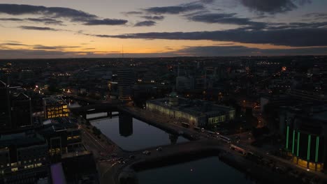 stunning sunset colours at river liffey 12- 4k cinematic drone footage - co.dublin - ireland