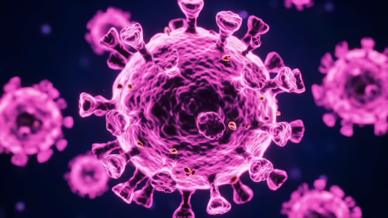 Magnified Visualization of a Virus: Intricate Structure and Symmetry Captured in Vibrant Colors, Showcasing the Complex Nature of Microorganisms