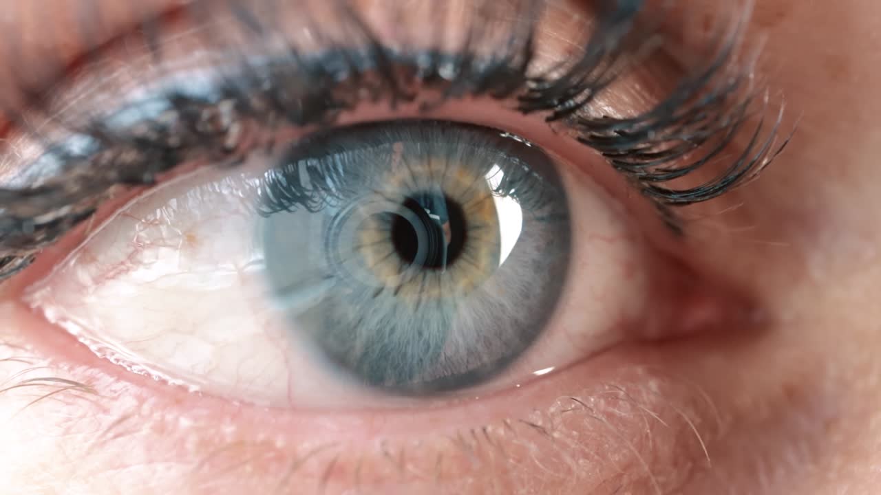 여자 단일 눈 가까이