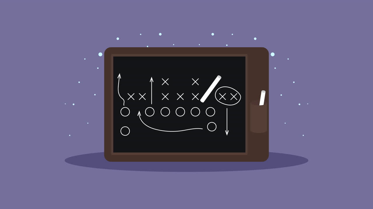 Football Play Diagram on Chalkboard