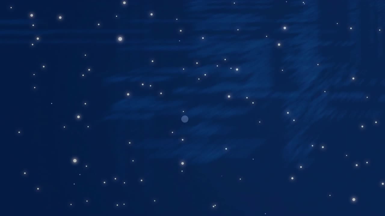 Deep blue backdrop initiating code blocks shifting and white dots floating showing data flow