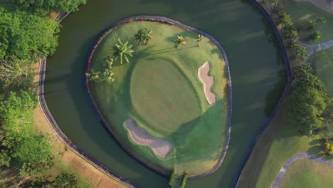 aerial view of swirling golf course artificial river