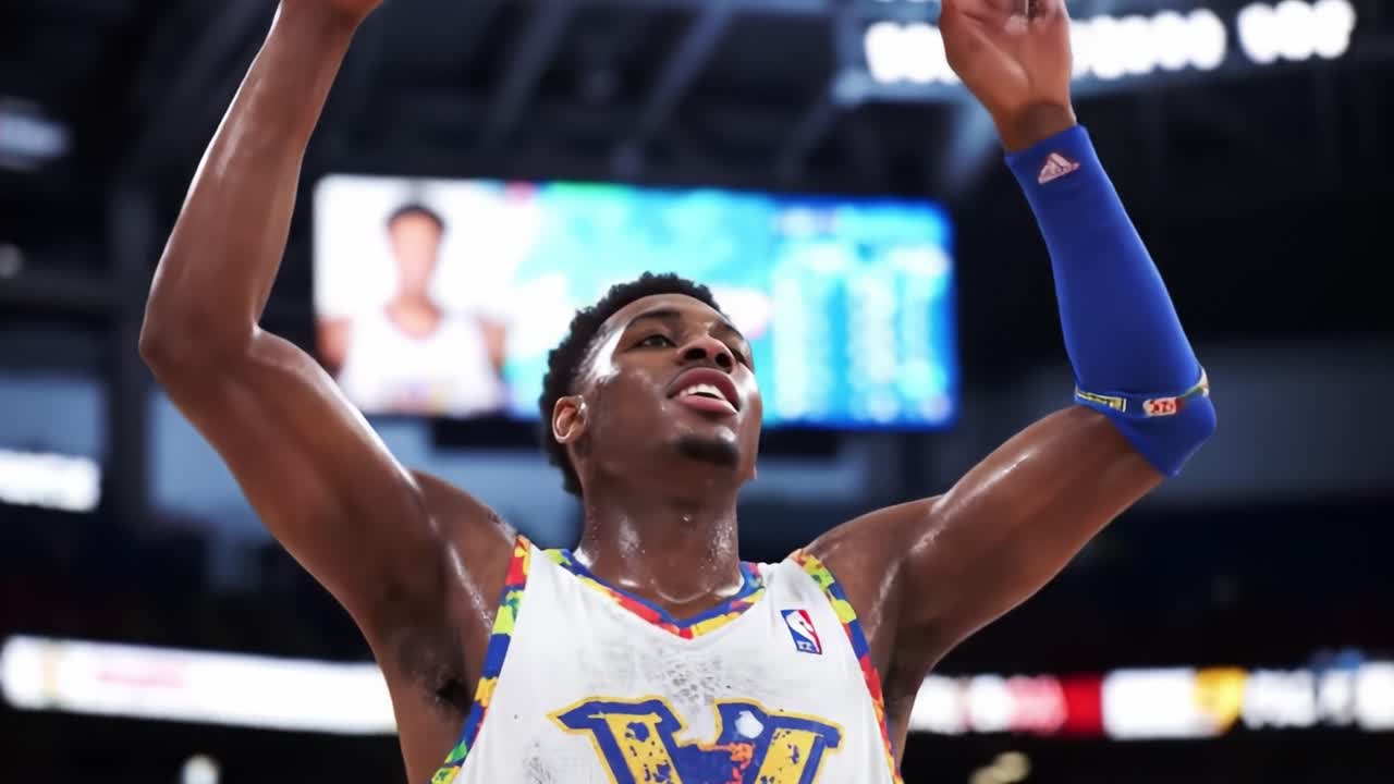 Joyful Celebration of Victory: An Athlete Raises His Arms in Triumph After a Successful Play, Emphasizing the Energy and Spirit of Competitive Sports