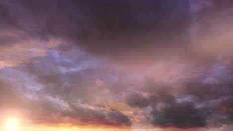 Lapso-De-Tiempo-El-Sol-Comienza-A-Ponerse-Detrás-De-Las-Nubes-Oscuras