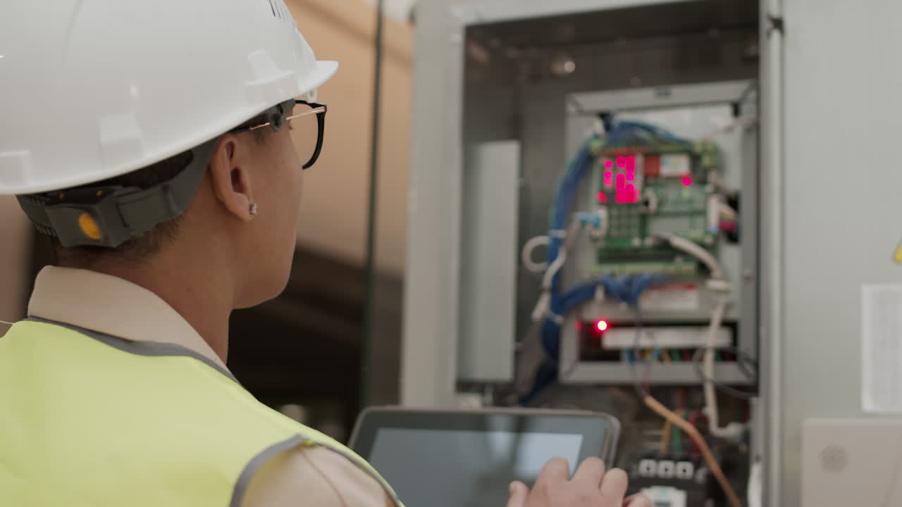 trabajador que realiza diagnósticos de placas eléctricas