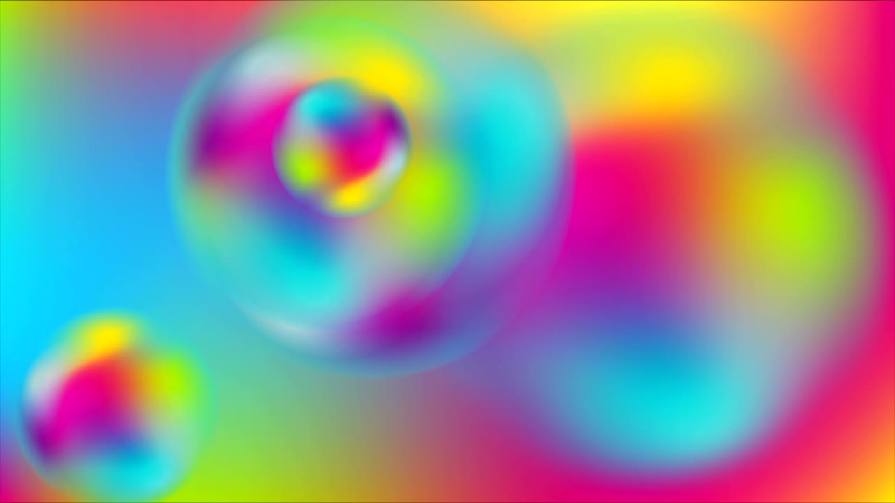 colorido holográfico 3d esferas borrosas bolas movimiento fondo animado