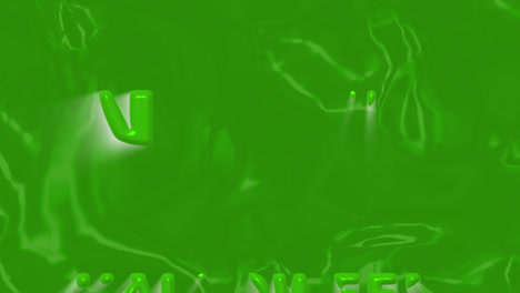 animation of halloween night text on green liquid background