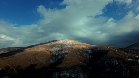Winter Mountain Landscape with Snow and Clouds
