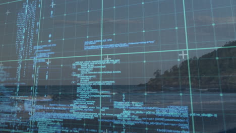 animación del procesamiento de datos sobre el paisaje