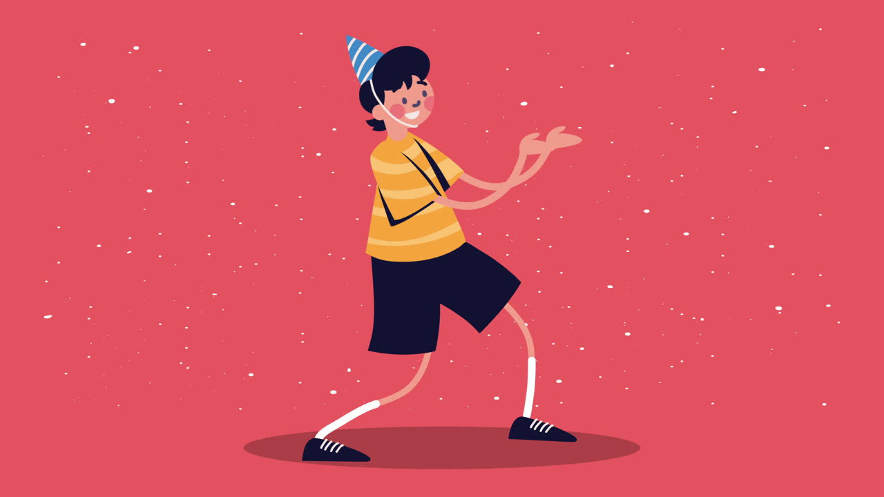 feliz cumpleaños niño celebrando personaje