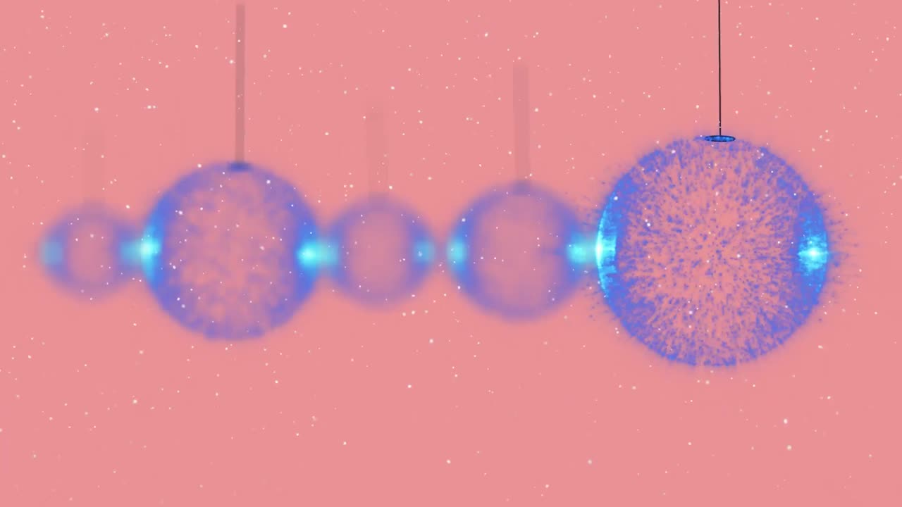 핑크색 배경 에 내리는 눈 위 에 있는 크리스마스 보블 의 애니메이션