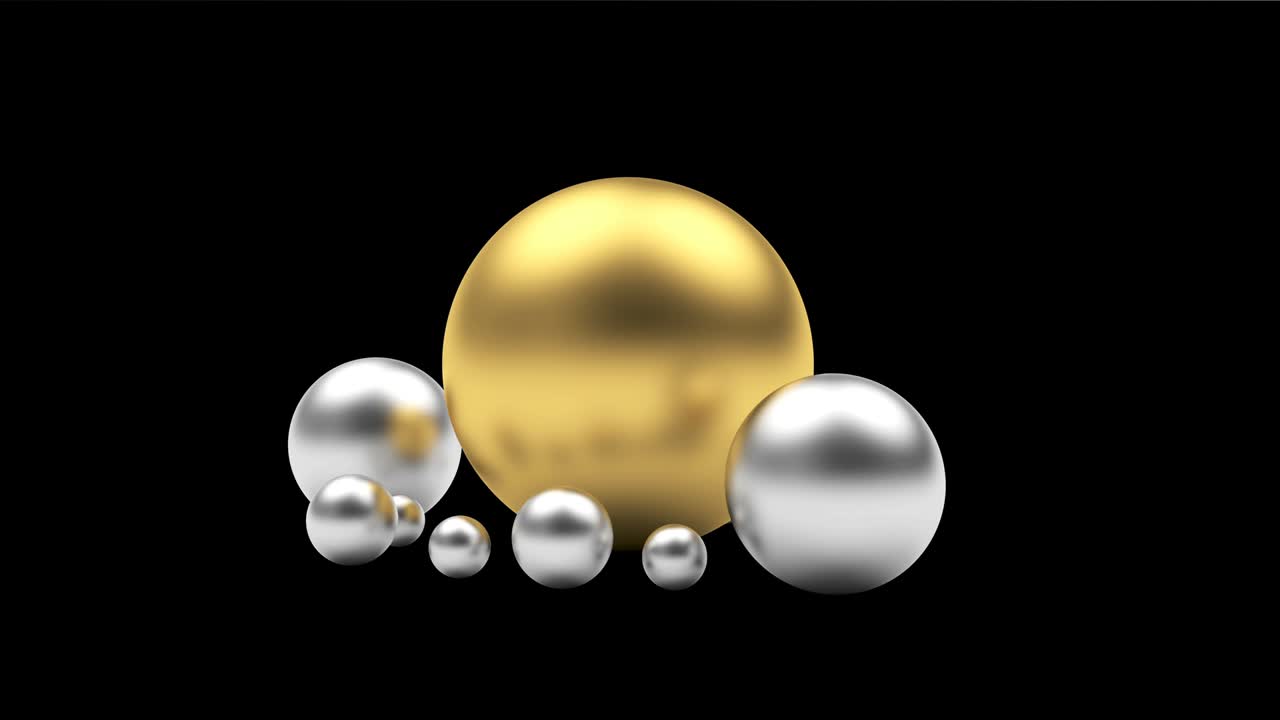 금과 은의 구는 3d 애니메이션에서 회전합니다. - 알파 채널
