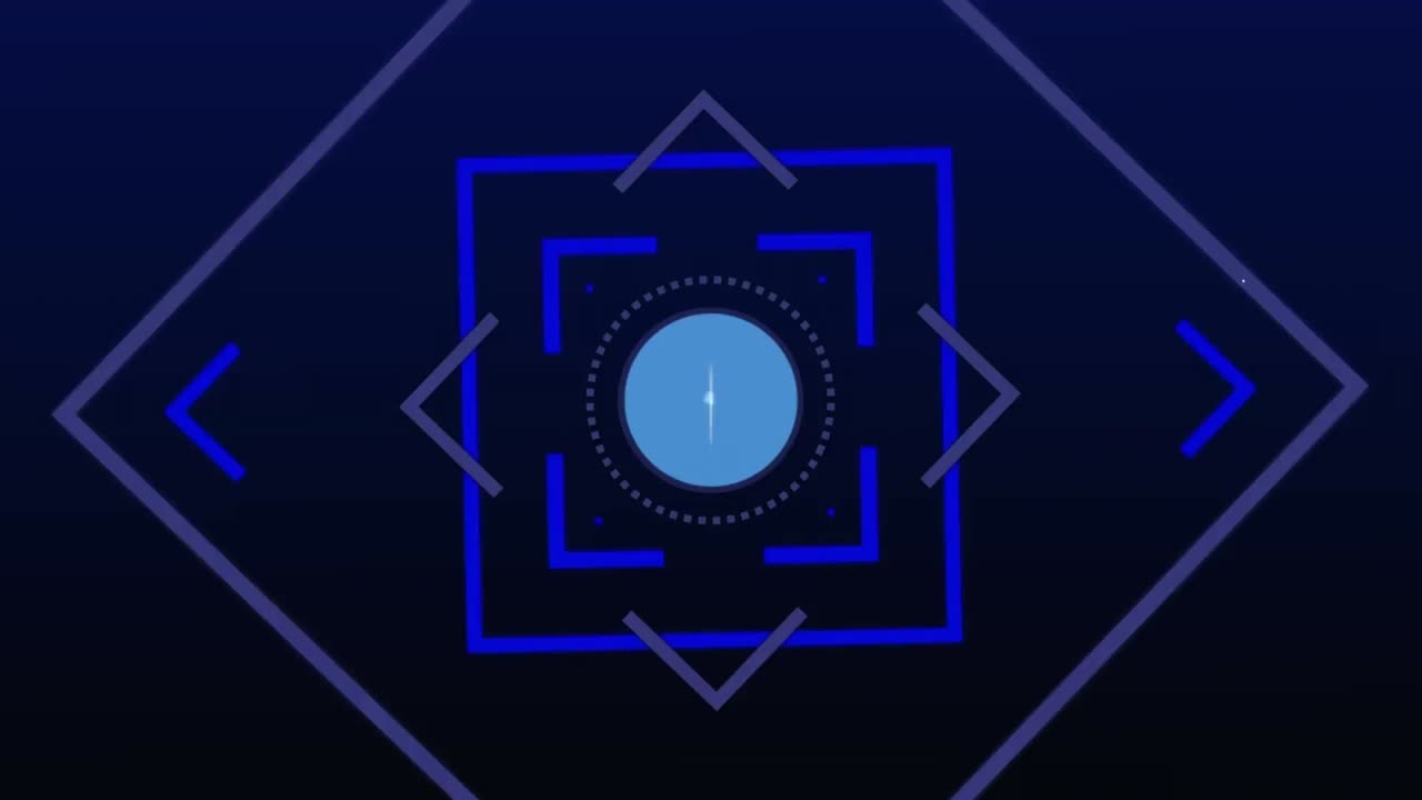 Animation of network of connections with icons over geometrical shapes