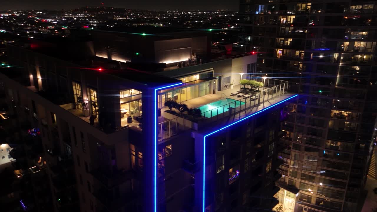 long beach at night during a busy midweek by downtown in California